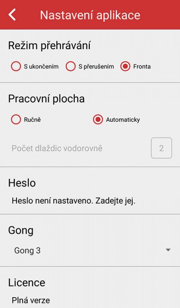 Audio Message Player aplikace pro přehrávání hlášení