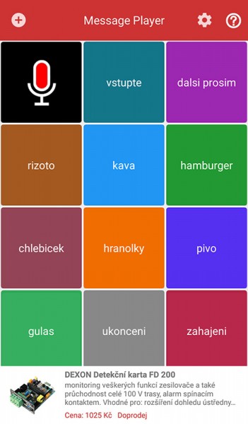 Audio Message Player aplikace pro přehrávání hlášení