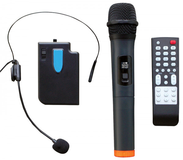 WA 480RC partybox, řečnický systém s ručním a náhlavním bezdrátovým mikrofonem